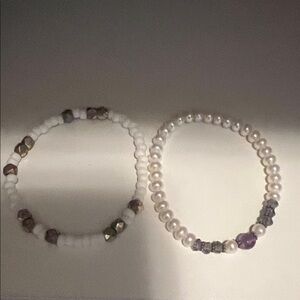 White and Purple Beaded Bracelets